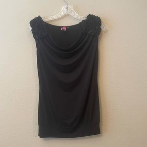 Scoop neck and ruffle shoulder blouse